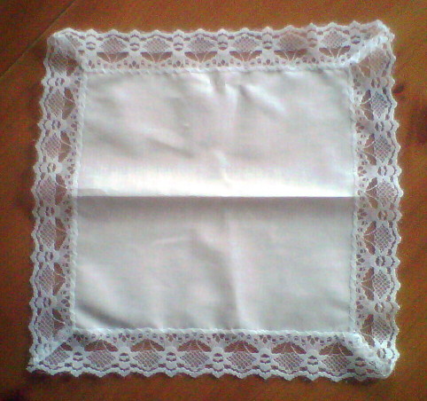 Ladies Cotton Hanky With Lace Edge - Click Image to Close