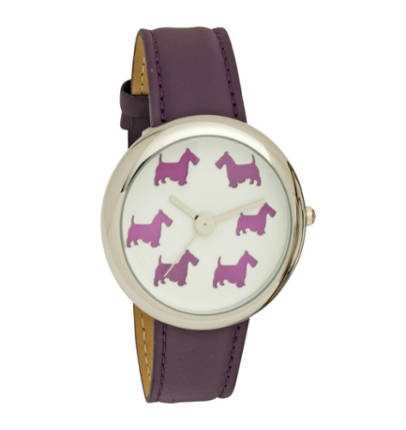 Ladies Scottie Dog Dial Wrist Watch with Purple PU Strap