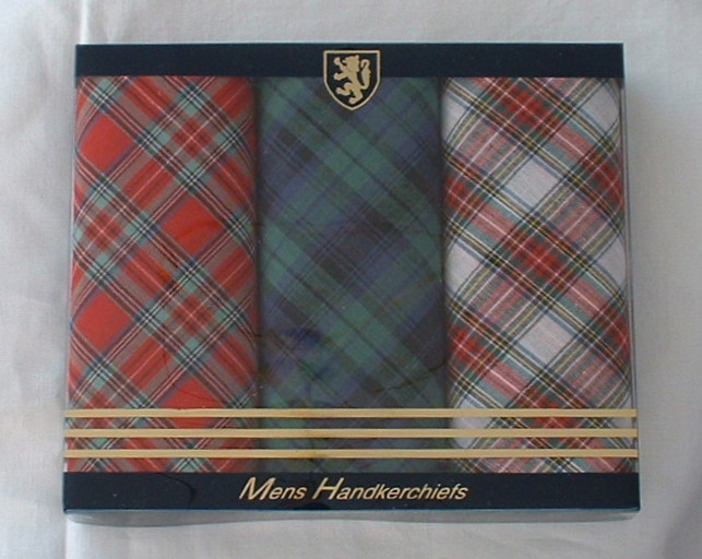 Box of 3 Men's Tartan Handkerchiefs - Click Image to Close