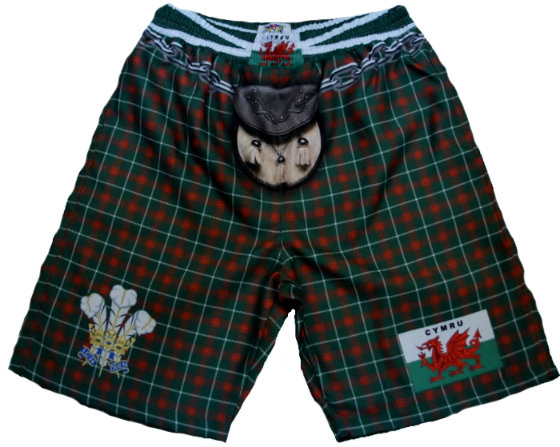 Wales Tartan Kilt Shorts - Medium - Click Image to Close