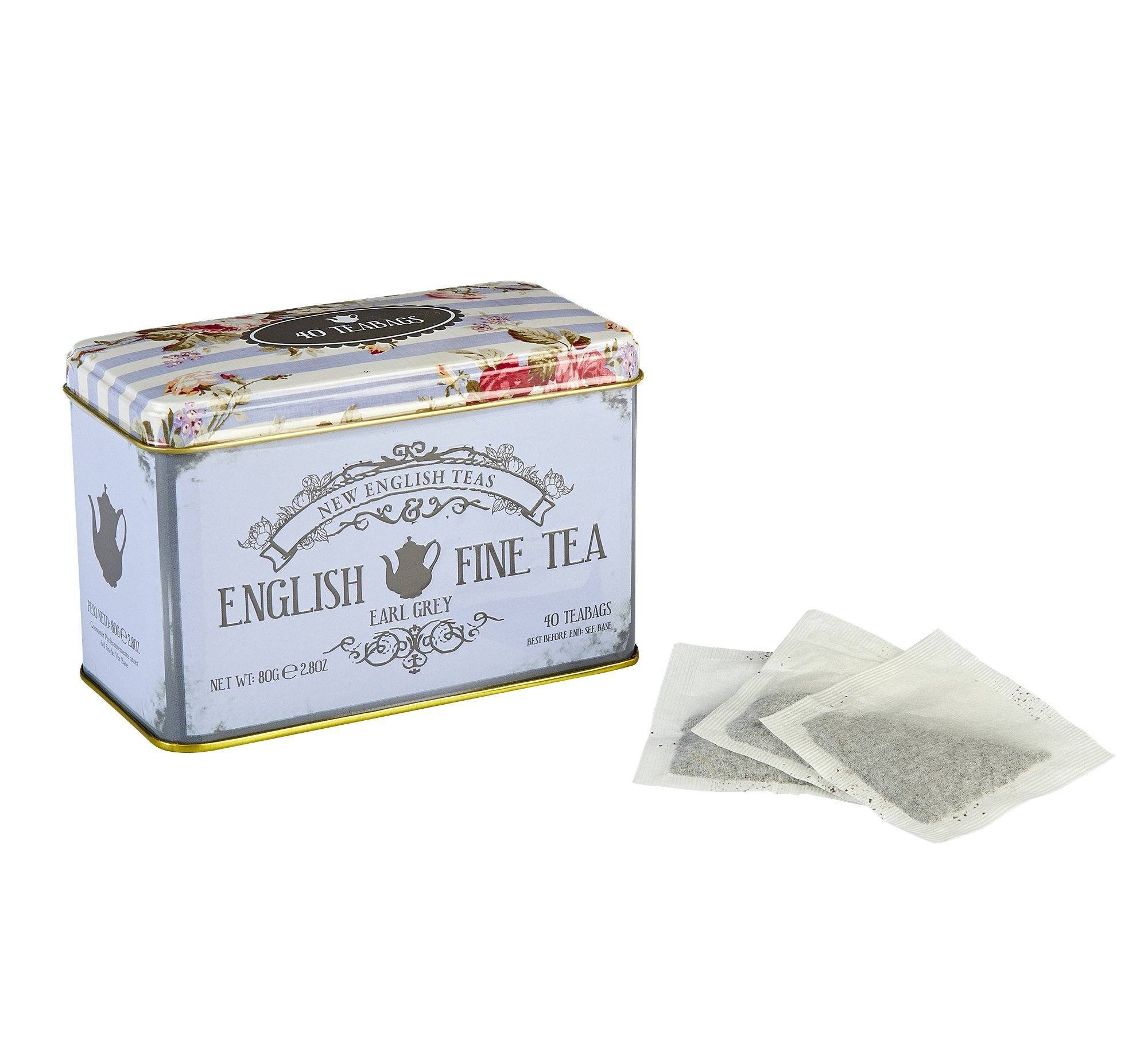 Vintage Floral Fine Earl Grey Tea Tin 40 Teabags